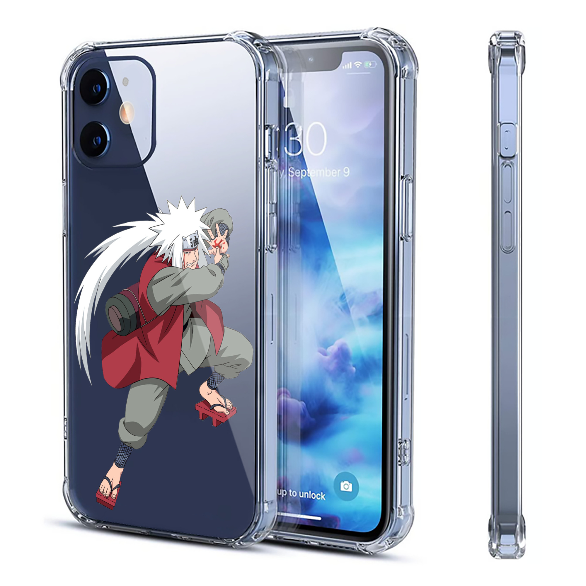 （画像用） NARUTO -ナルト- 自来也（じらいや） Jiraiya 【iPhone 12シリーズ対応】透明スマホケース（クリアソフトケース）